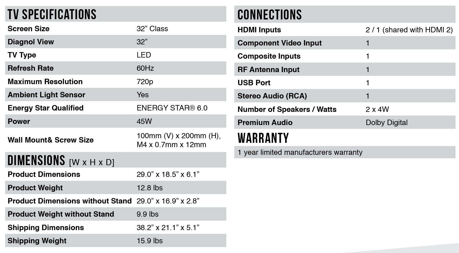 TCL 32” S3600 