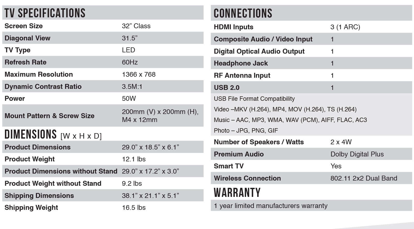 TCL 32” Class S-Series LED HD TV - 32S3700