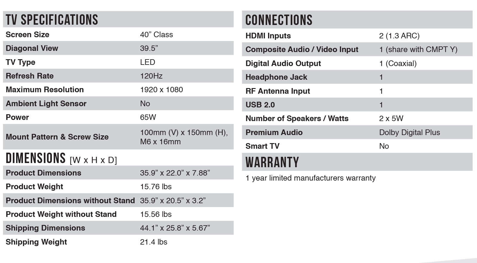 40D2700 spec sheet