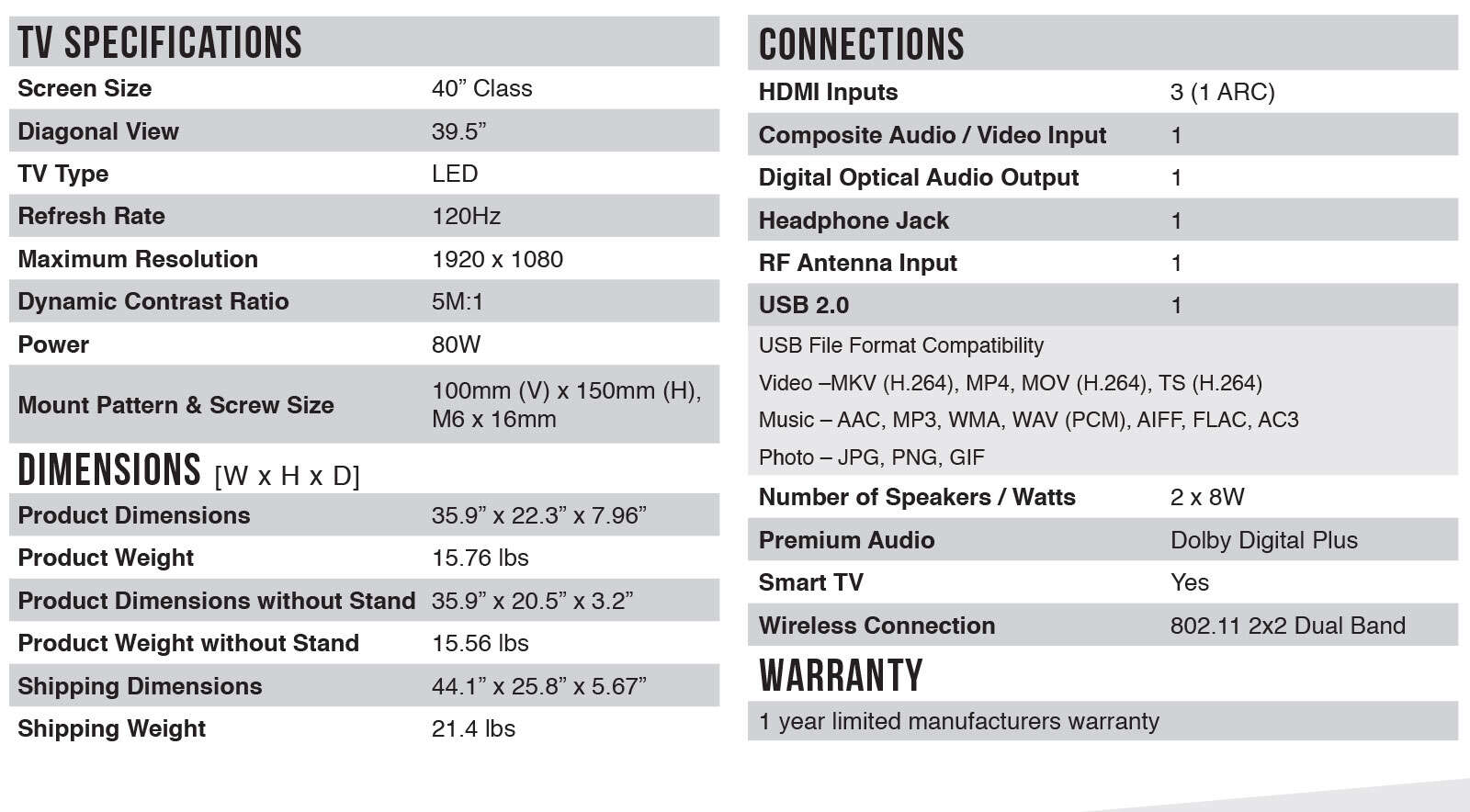 TCL 40” Class S-Series LED FHD TV - 40FS3750  